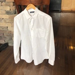 Nautica Bright White Linen Dress Shirt